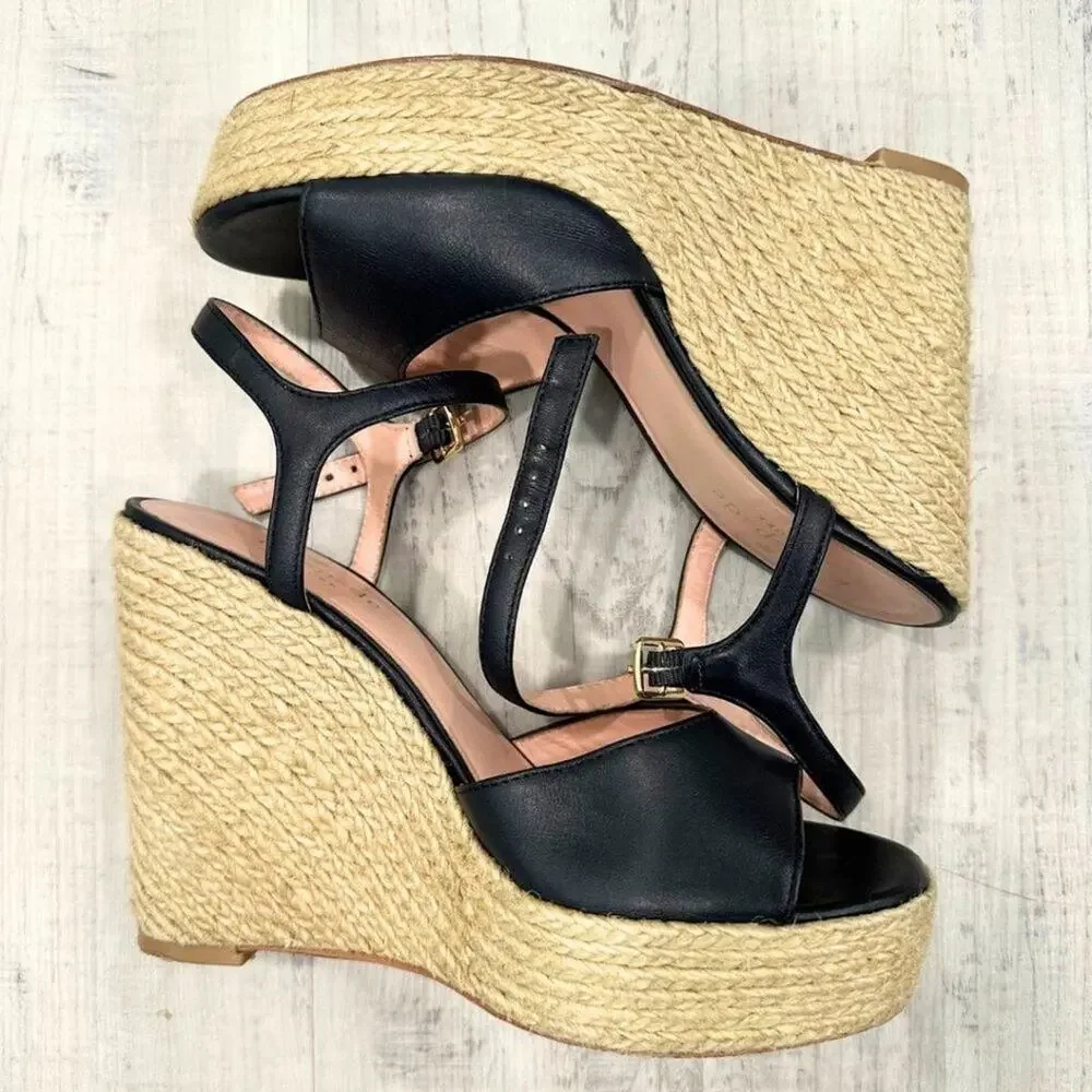 Kate Spade New York Leather Espadrilles Navy 6.5